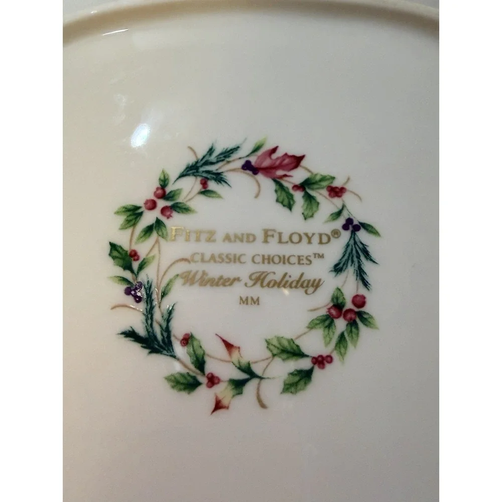 Fitz & Floyd Classic Choices Winter Holiday Lidded Trinket Box Candy Dish 5